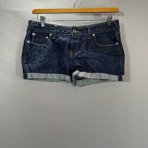 Jack Wills Shorts  Womens 12 Denim Jean Dark Wash Print Cuffed Cotton Stretch